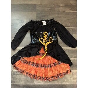 Trick‎ or Treat Cute Witch Black Orange Fancy Dress Up Halloween Costume 7/8